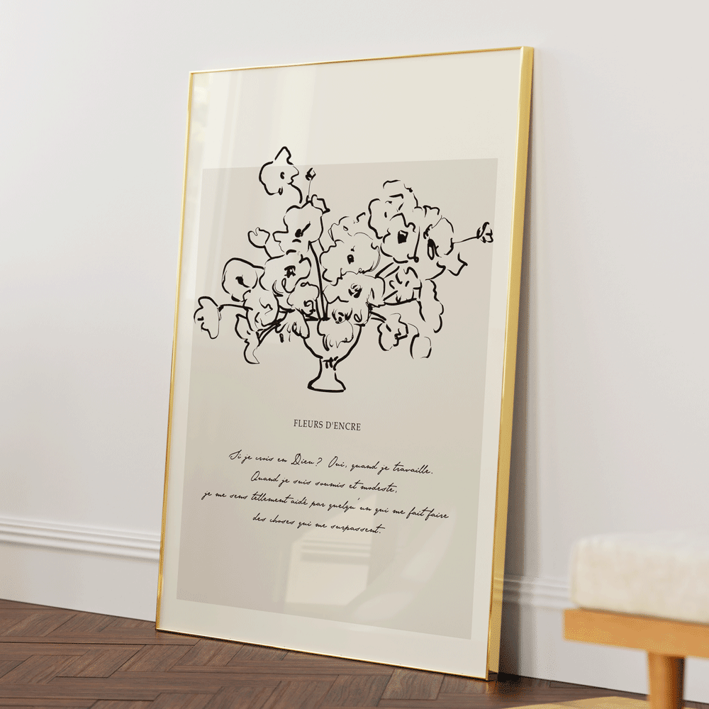 Fleurs D'Encre - Black Ink Nook At You Matte Paper Rolled Art