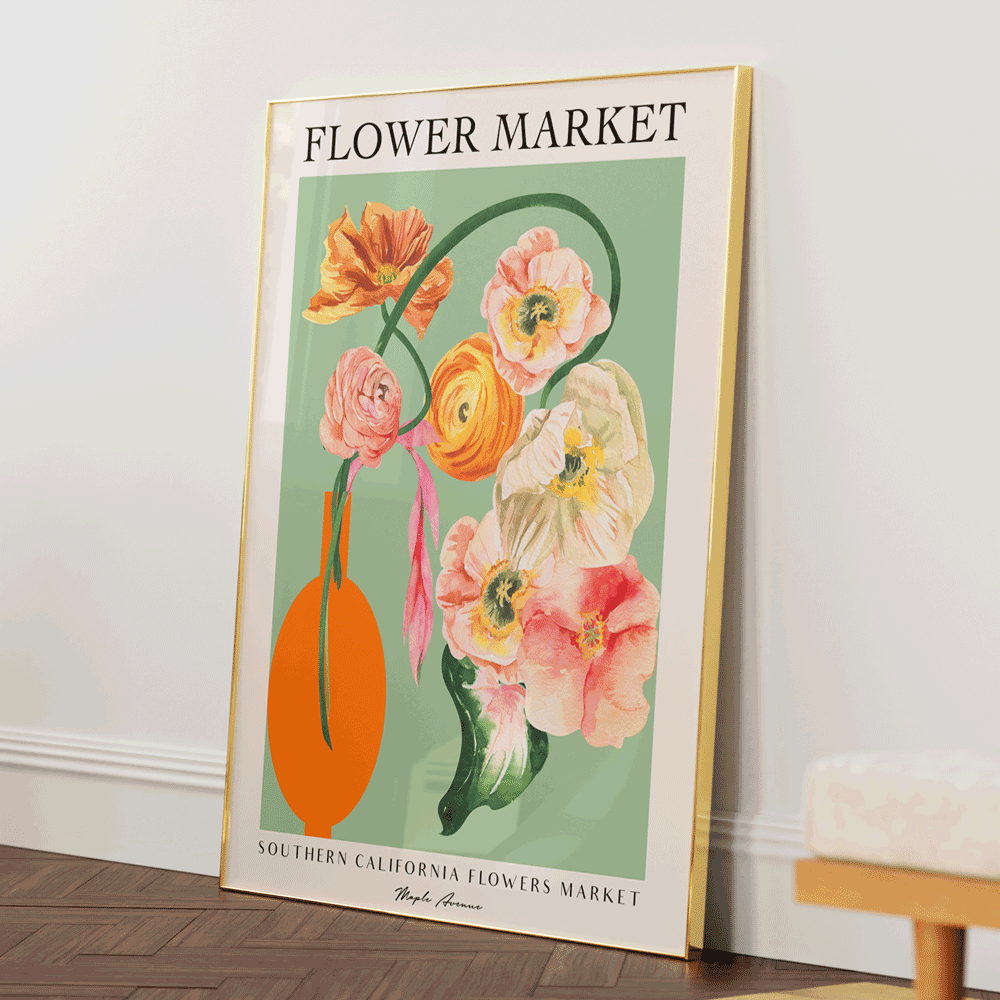 Flower Market - California Nook At You Matte Paper Gold Metal Frame