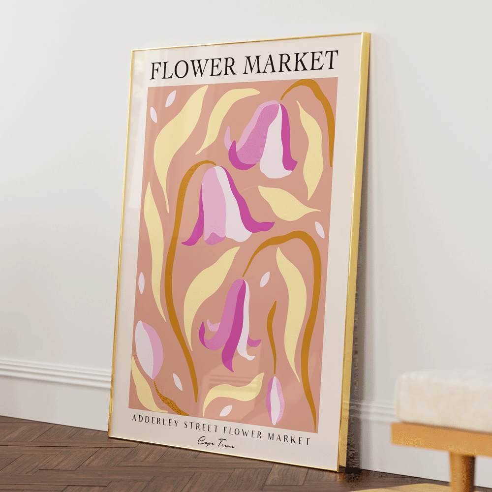 Flower Market - Cape Town Nook At You Matte Paper Gold Metal Frame