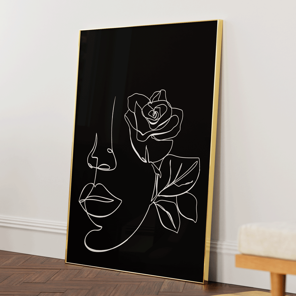 Floral Passion - Black Nook At You Matte Paper Gold Metal Frame