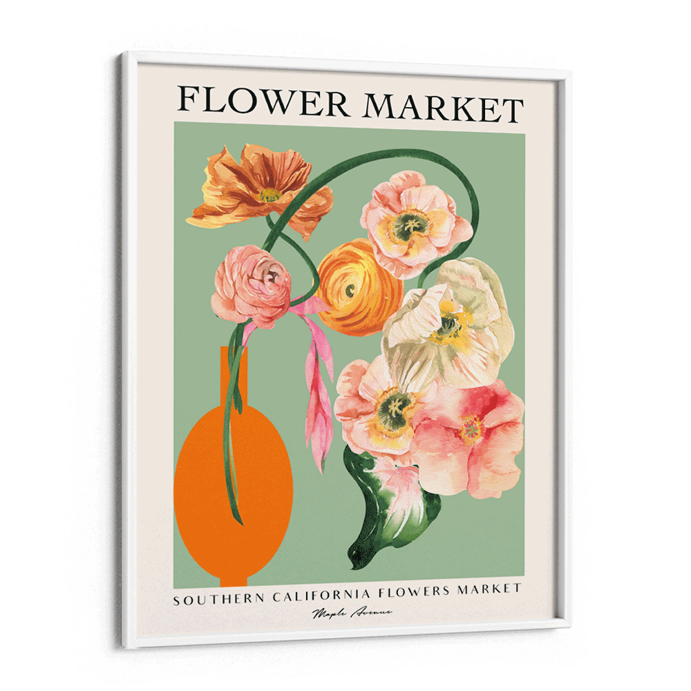 Flower Market - California Nook At You Matte Paper White Frame