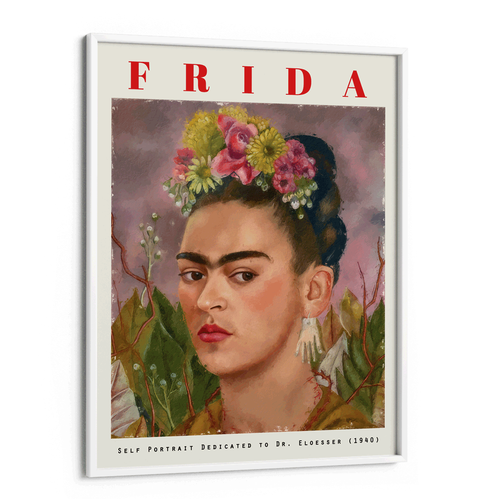 Frida Kahlo - Self Portrait, Dedicated to Dr Eloesser (1940) Nook At You Matte Paper White Frame