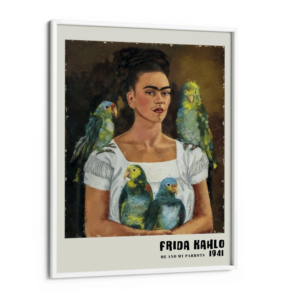 Frida Kahlo - Me & My Parrots (1941) Nook At You Matte Paper White Frame