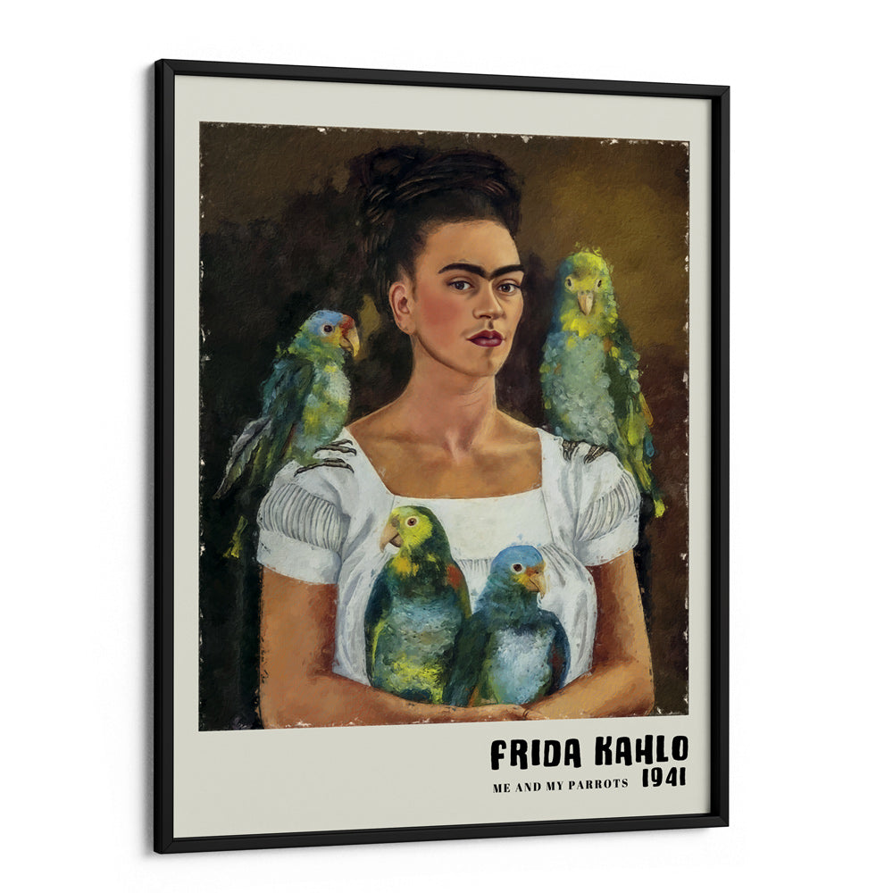 Frida Kahlo - Me & My Parrots (1941) Nook At You Matte Paper Black Frame