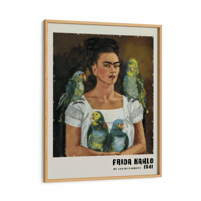 Frida Kahlo - Me & My Parrots (1941) Nook At You Matte Paper Wooden Frame