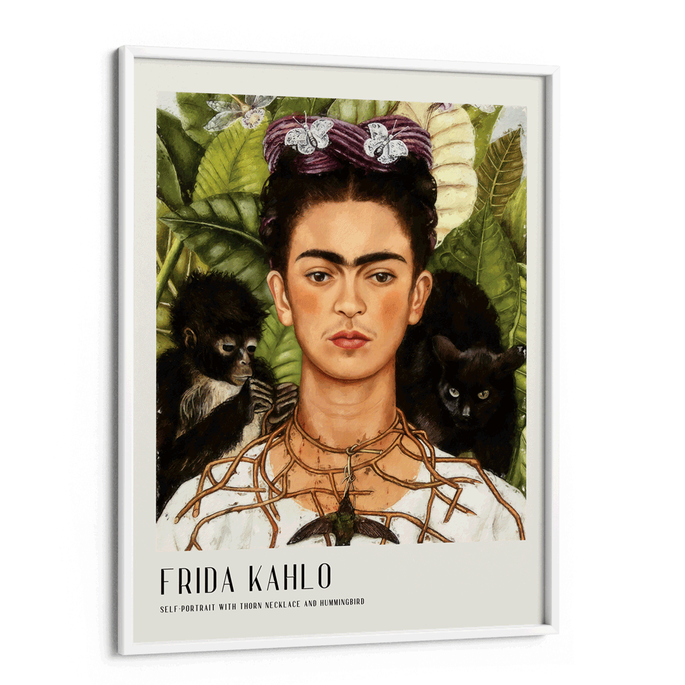 Frida Kahlo - Self-Portrait with Thorn Necklace and Hummingbird (1940) Nook At You Matte Paper White Frame