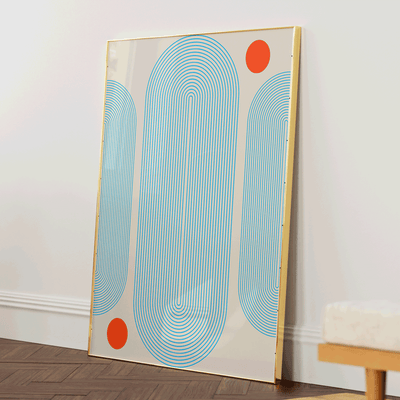 Geometric Capsule - I (Powder Blue) Nook At You Matte Paper Gold Metal Frame