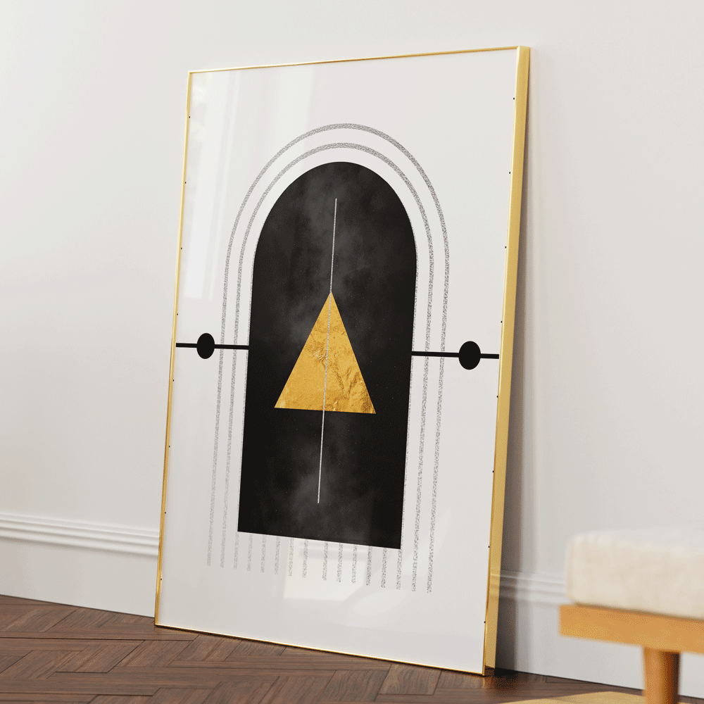 Geometric Door Nook At You Matte Paper Gold Metal Frame