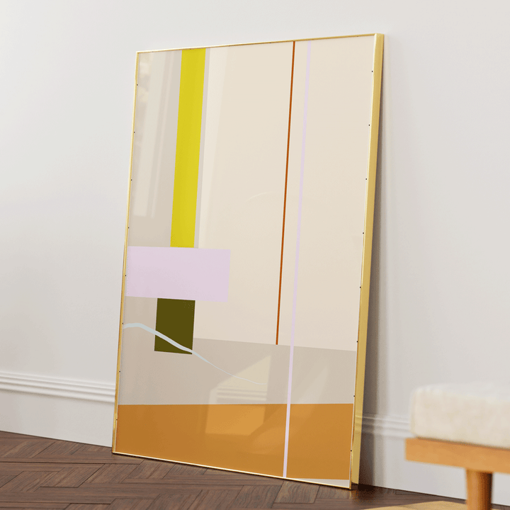 Geometric Redemption Abstract Wall Art-Gold Metal Frame-Nook At You