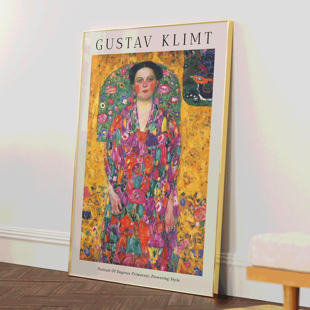 Gustav Klimt - The Portrait Of Eugenia Primavesi Nook At You Matte Paper Gold Metal Frame