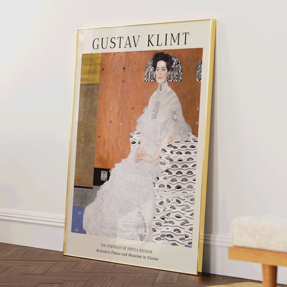 Gustav Klimt - The Portrait Of Fritza Riedler Nook At You Matte Paper Gold Metal Frame