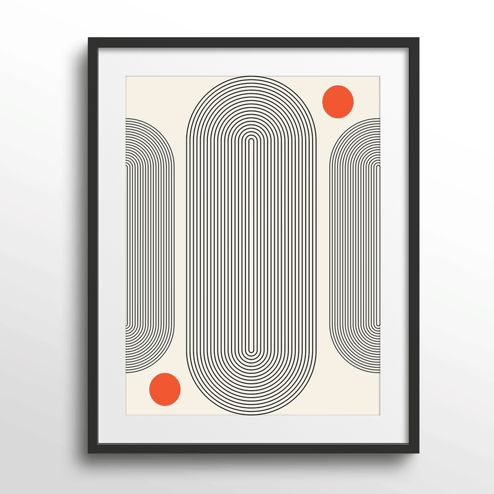 Geometric Capsule - I Abstract Painting-Black Frame With Mount-Nook At You