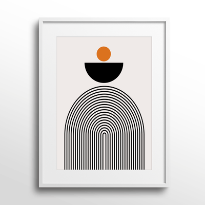 GEOMETRIC SEMICIRCLE III Nook At You Matte Paper White Frame With Mount