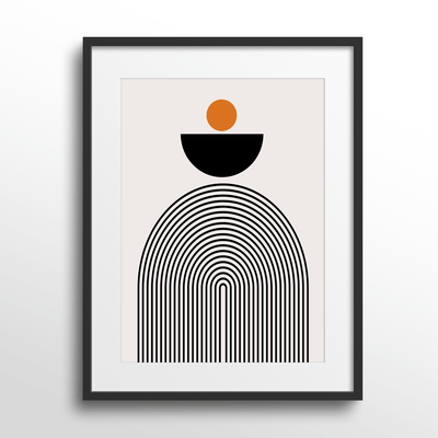 GEOMETRIC SEMICIRCLE III Nook At You Matte Paper Black Frame With Mount