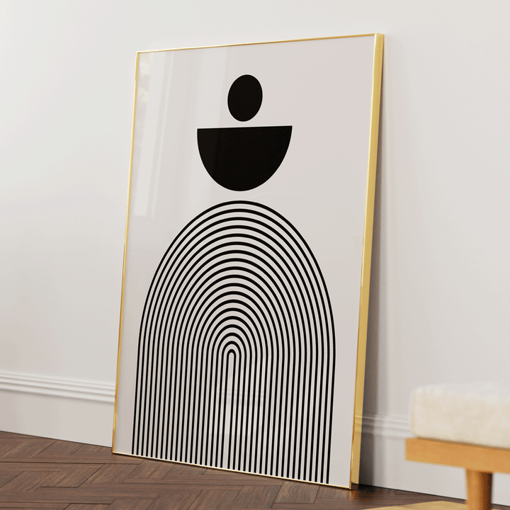 Geometric Semicircle II Nook At You Matte Paper Gold Metal Frame