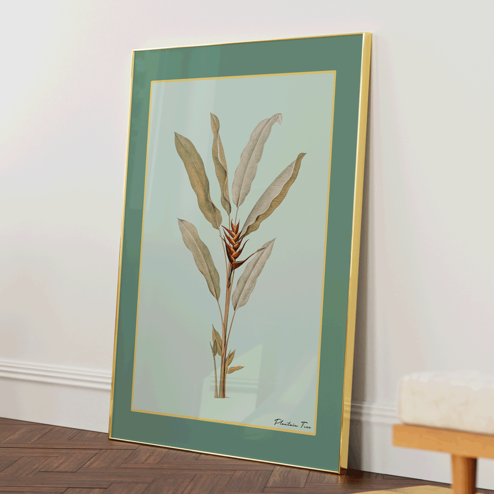 Plantain Tree II - Sage Nook At You Matte Paper Gold Metal Frame