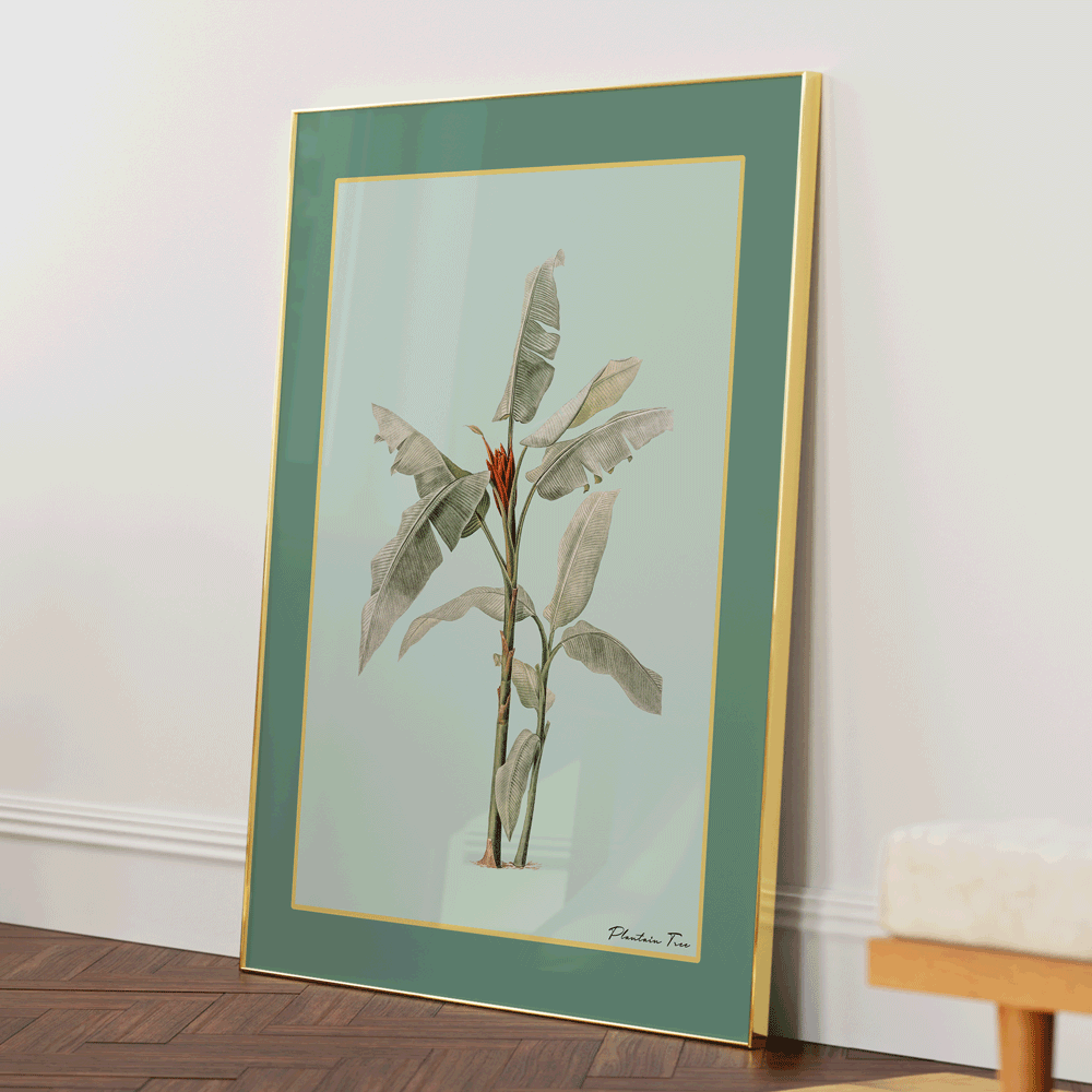 Plantain Tree III - Sage Nook At You Matte Paper Gold Metal Frame