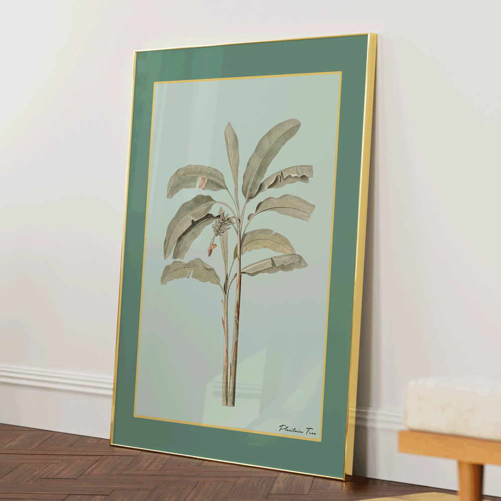 Plantain Tree I - Sage Nook At You Matte Paper Gold Metal Frame