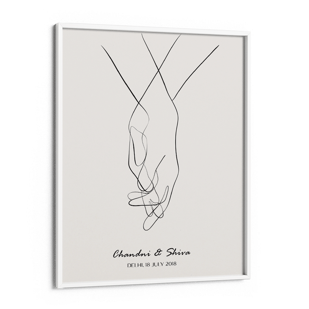Personalized Line Art - Clasp (Beige) Nook At You Matte Paper White Frame