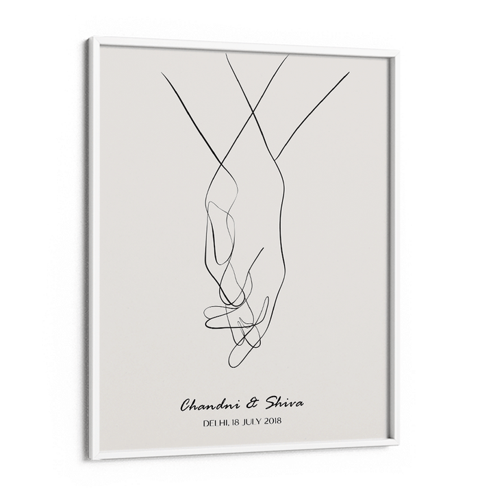 Personalized Line Art - Clasp (Beige) Nook At You Matte Paper White Frame