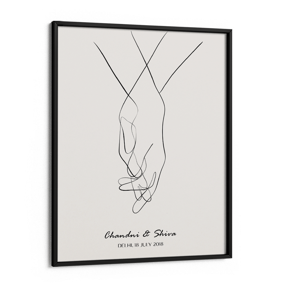 Personalized Line Art - Clasp (Beige) Nook At You Matte Paper Black Frame
