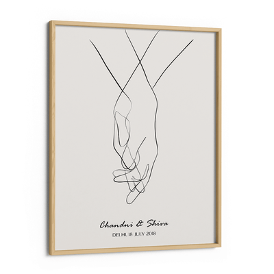Personalized Line Art - Clasp (Beige) Nook At You Matte Paper Wooden Frame