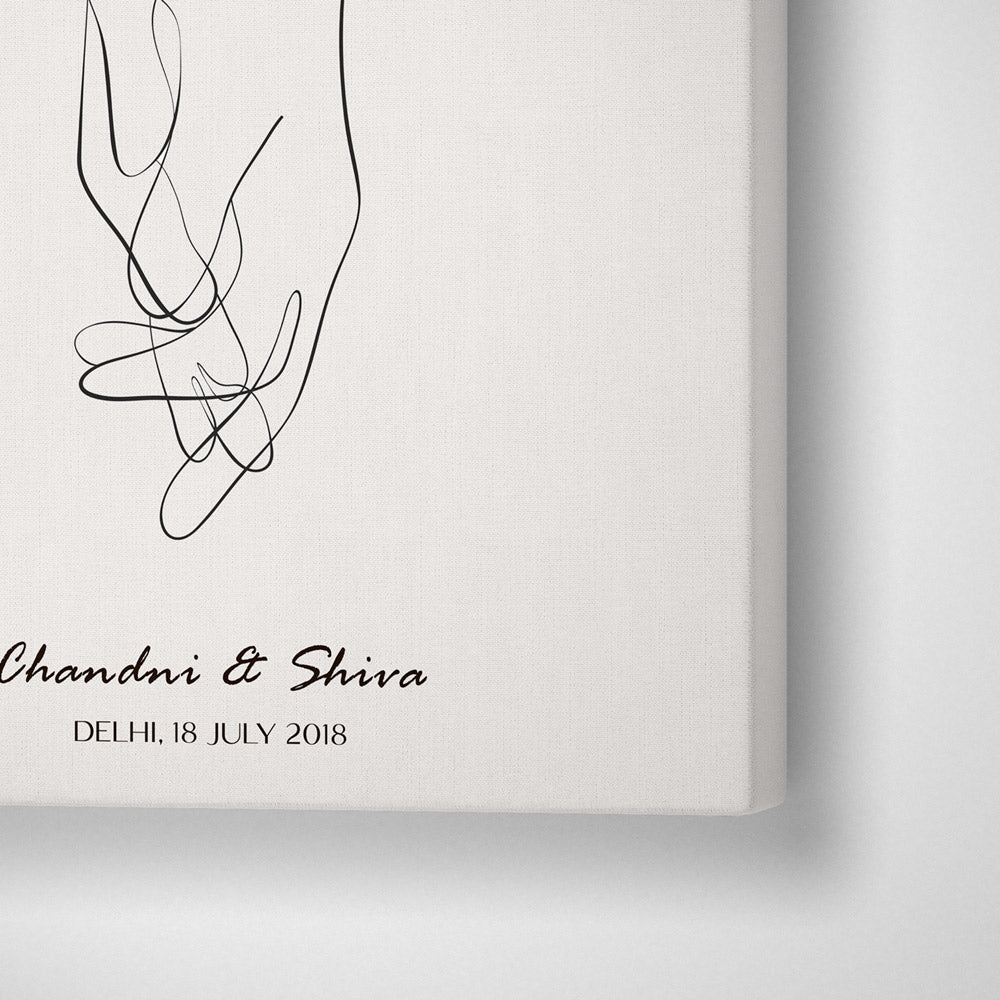 Personalized Line Art - Clasp (Beige) Nook At You Canvas Gallery Wrap