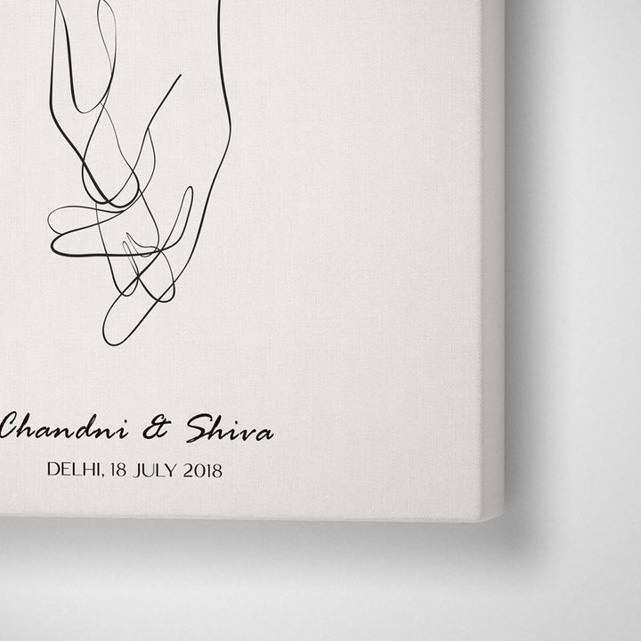 Personalized Line Art - Clasp (Beige) Nook At You Canvas Gallery Wrap