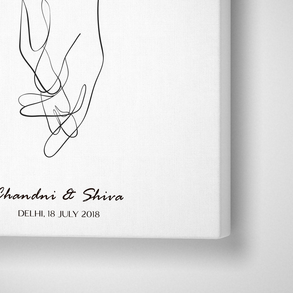 Personalized Line Art - Clasp (White) Nook At You Canvas Gallery Wrap