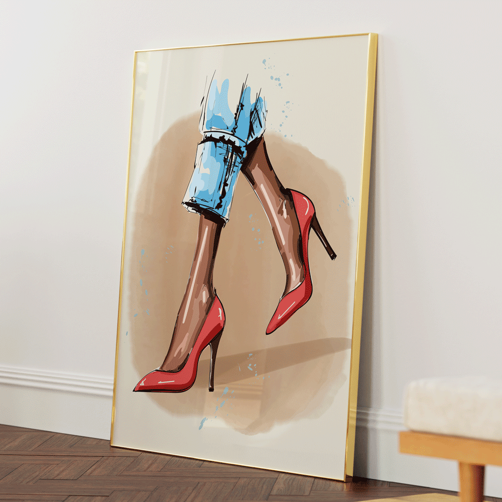 Heels Nook At You Matte Paper Gold Metal Frame