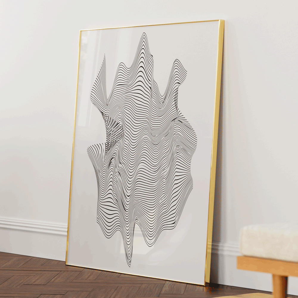 Illusion - II Abstract Painting-Gold Metal Frame-Nook At You