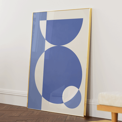 Indigo Geometric Splash Nook At You Matte Paper Gold Metal Frame