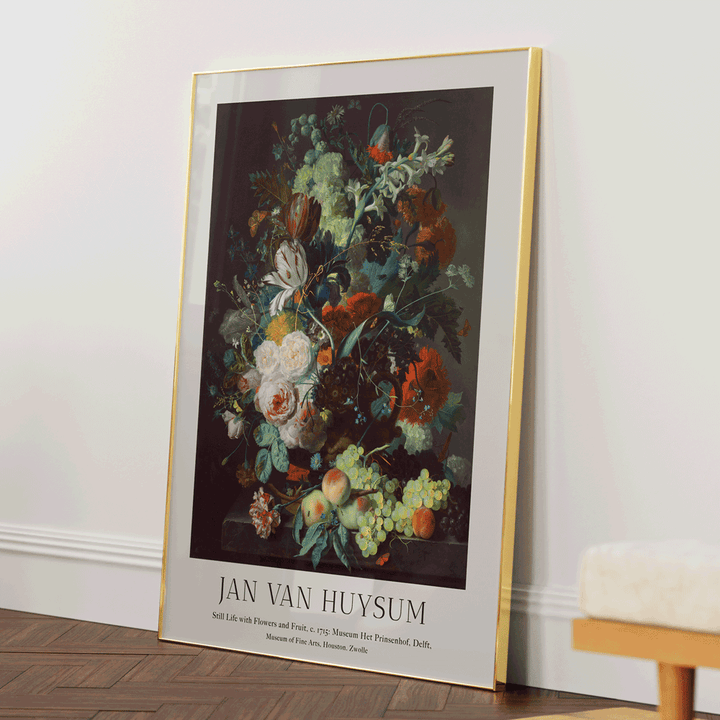 Jan Van Huysum - Still Life Nook At You Matte Paper Gold Metal Frame
