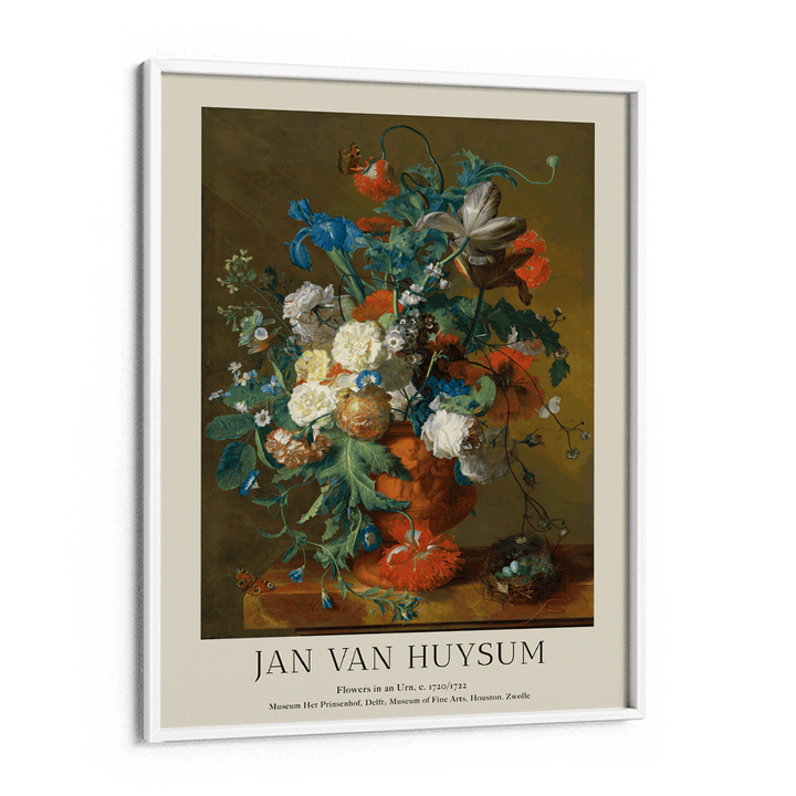 Jan Van Huysum - Flowers In An Urn Nook At You Matte Paper White Frame