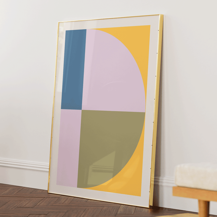 Kaleidoscopic Colour Block Abstract Prints-Gold Metal Frame-Nook At You