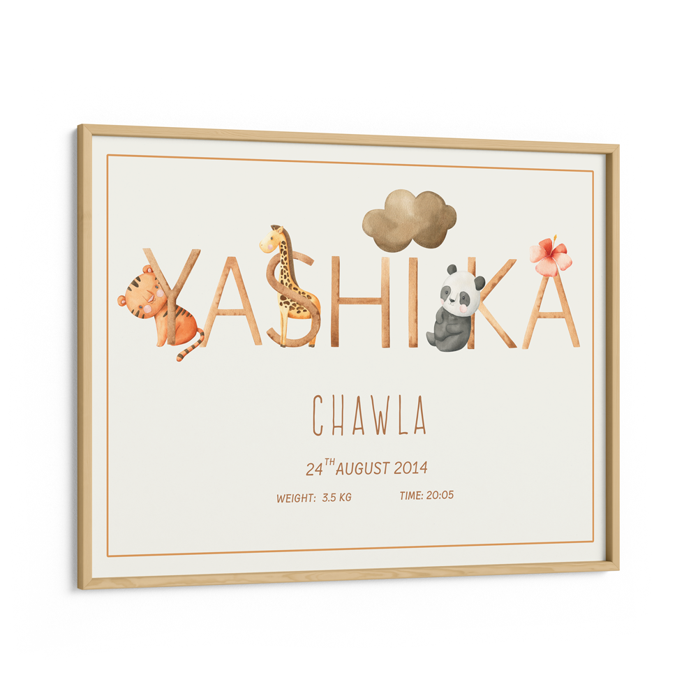 Personalized Kids Name Poster - Baby Animals Nook At You Matte Paper Wooden Frame