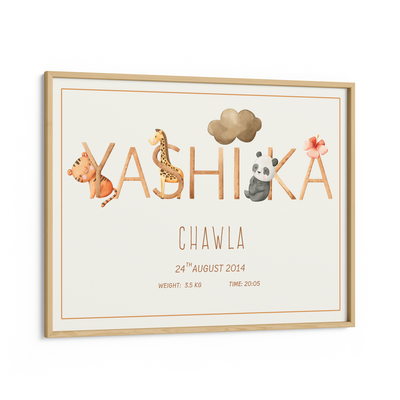 Personalized Kids Name Poster - Baby Animals Nook At You Matte Paper Wooden Frame