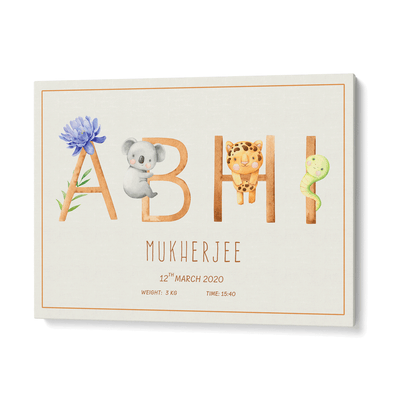 Personalized Kids Name Poster - Baby Animals Nook At You Canvas Gallery Wrap