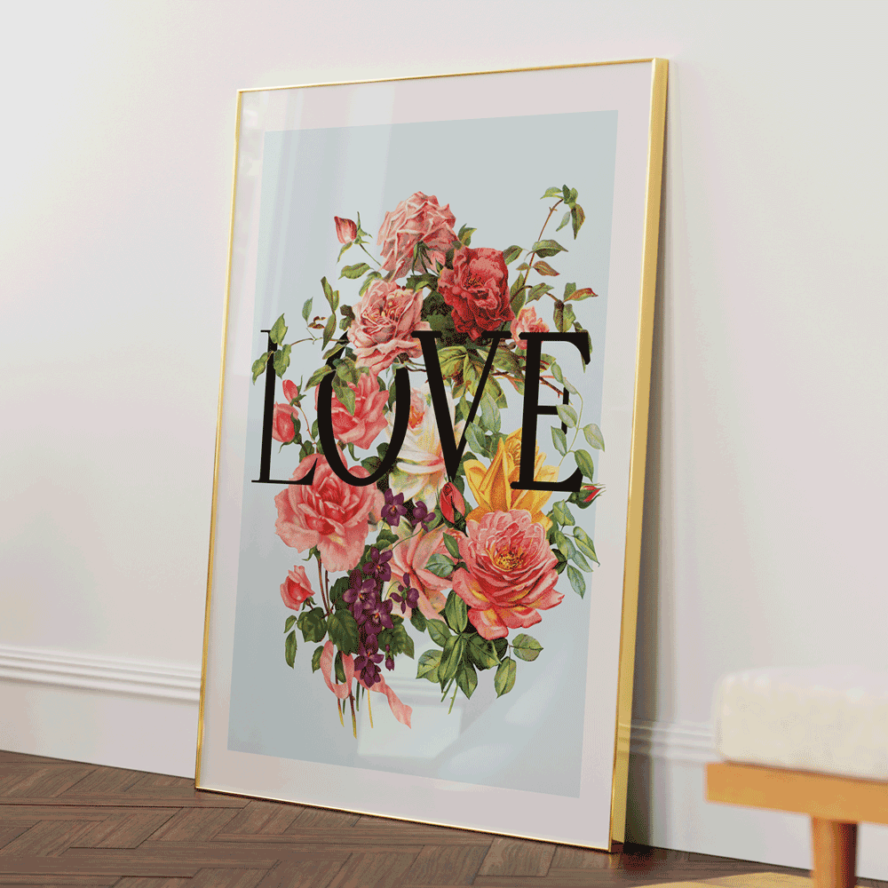 L.O.V.E Nook At You Matte Paper Gold Metal Frame