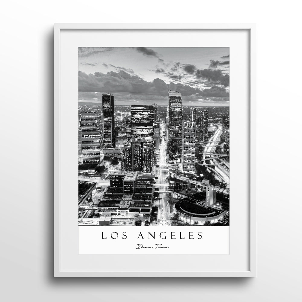 Los Angeles - Down Town Nook At You Matte Paper White Frame With Mount