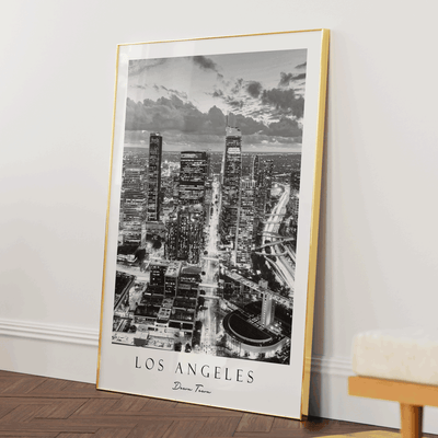 Los Angeles - Down Town Nook At You Matte Paper Gold Metal Frame