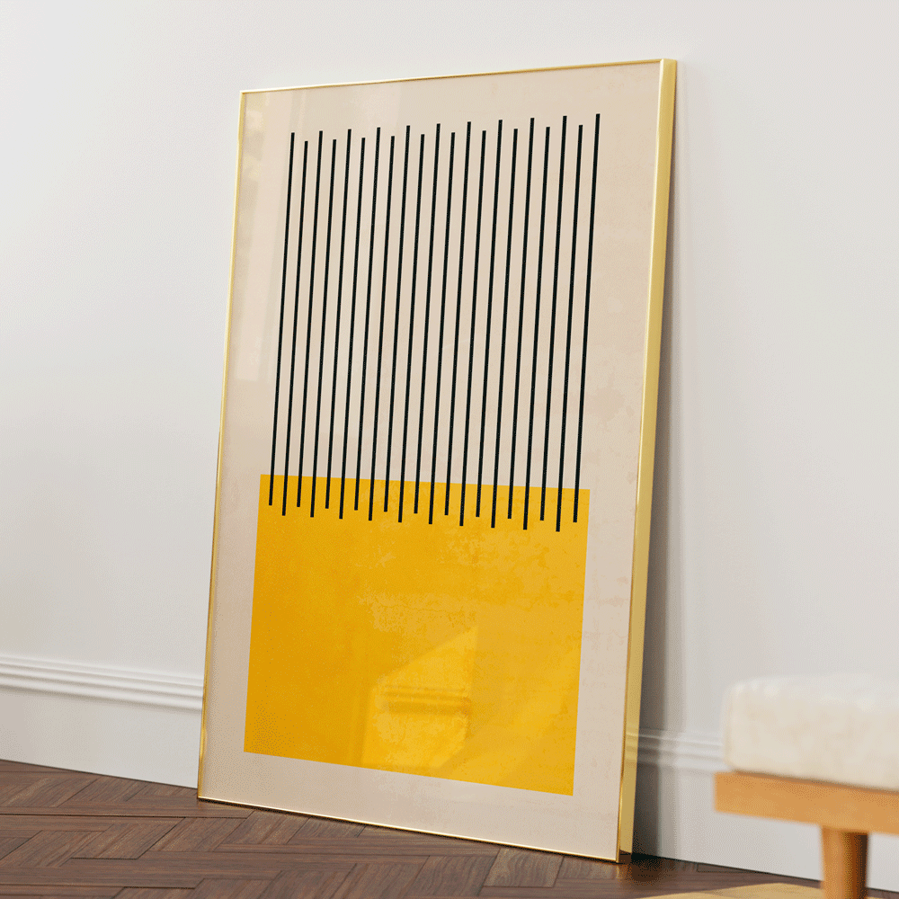 Lemon Colour Block Abstract Art Prints-Gold Metal Frame-Nook At You