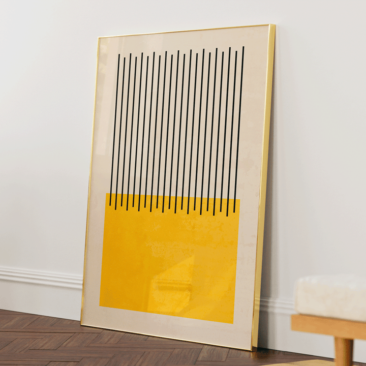 Lemon Colour Block Abstract Art Prints-Gold Metal Frame-Nook At You