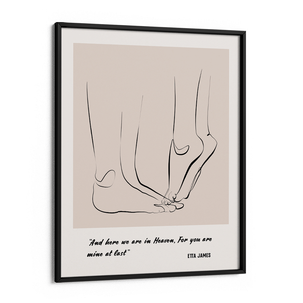 Personalized Line Art - Tip Toe (Beige) Nook At You Matte Paper Black Frame