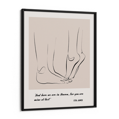 Personalized Line Art - Tip Toe (Beige) Nook At You Matte Paper Black Frame