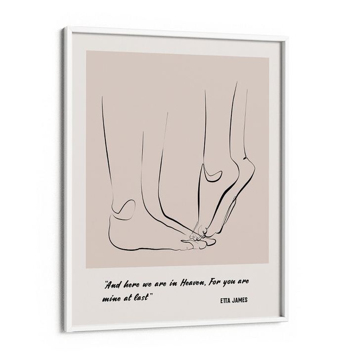 Personalized Line Art - Tip Toe (Beige) Nook At You Matte Paper White Frame