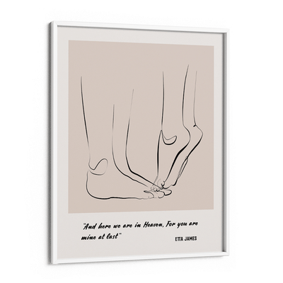 Personalized Line Art - Tip Toe (Beige) Nook At You Matte Paper White Frame