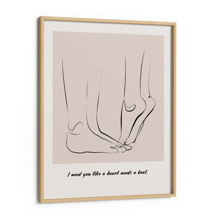 Personalized Line Art - Tip Toe (Beige) Nook At You Matte Paper Wooden Frame
