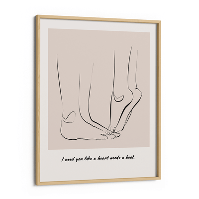 Personalized Line Art - Tip Toe (Beige) Nook At You Matte Paper Wooden Frame