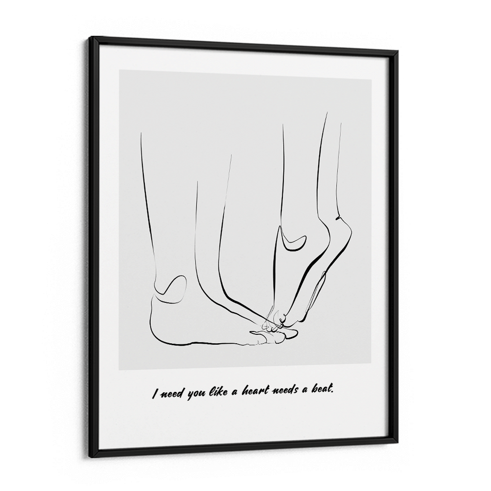 Personalized Line Art - Tip Toe (Grey) Nook At You Matte Paper Black Frame